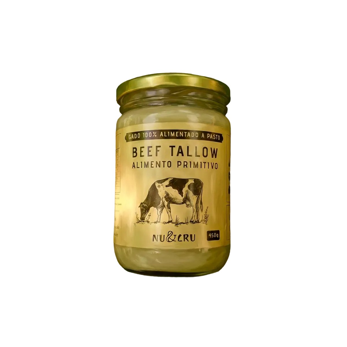 Pote de vidro de Beef Tallow Nu&Cru, alimento primitivo